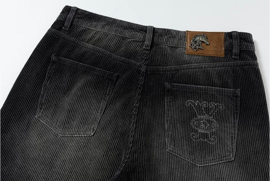 YADcrew Flip Buckle Whisker Washed Corduroy Pants | Face 3 Face