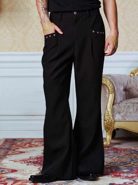 YADcrew Studded Pleated Flared Pants | Face 3 Face