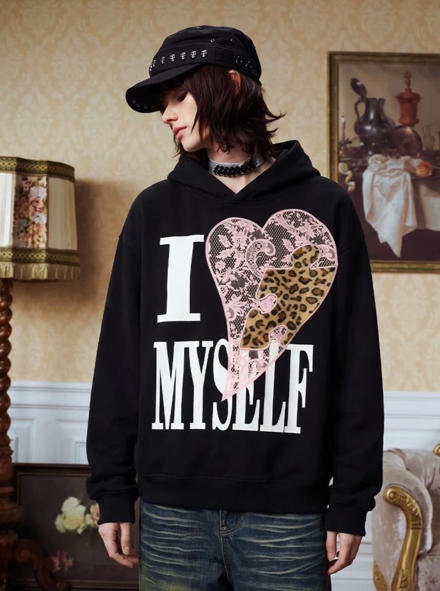 YADcrew Lace Leopard Heart Hoodie | Face 3 Face