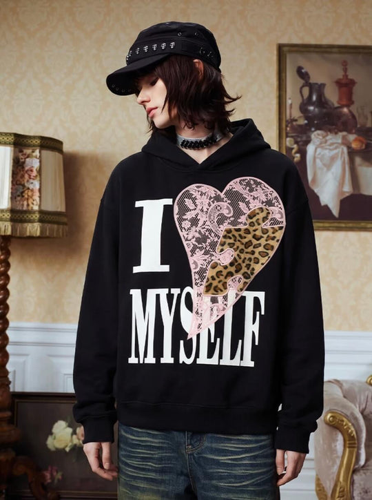 YADcrew Lace Leopard Heart Hoodie | Face 3 Face