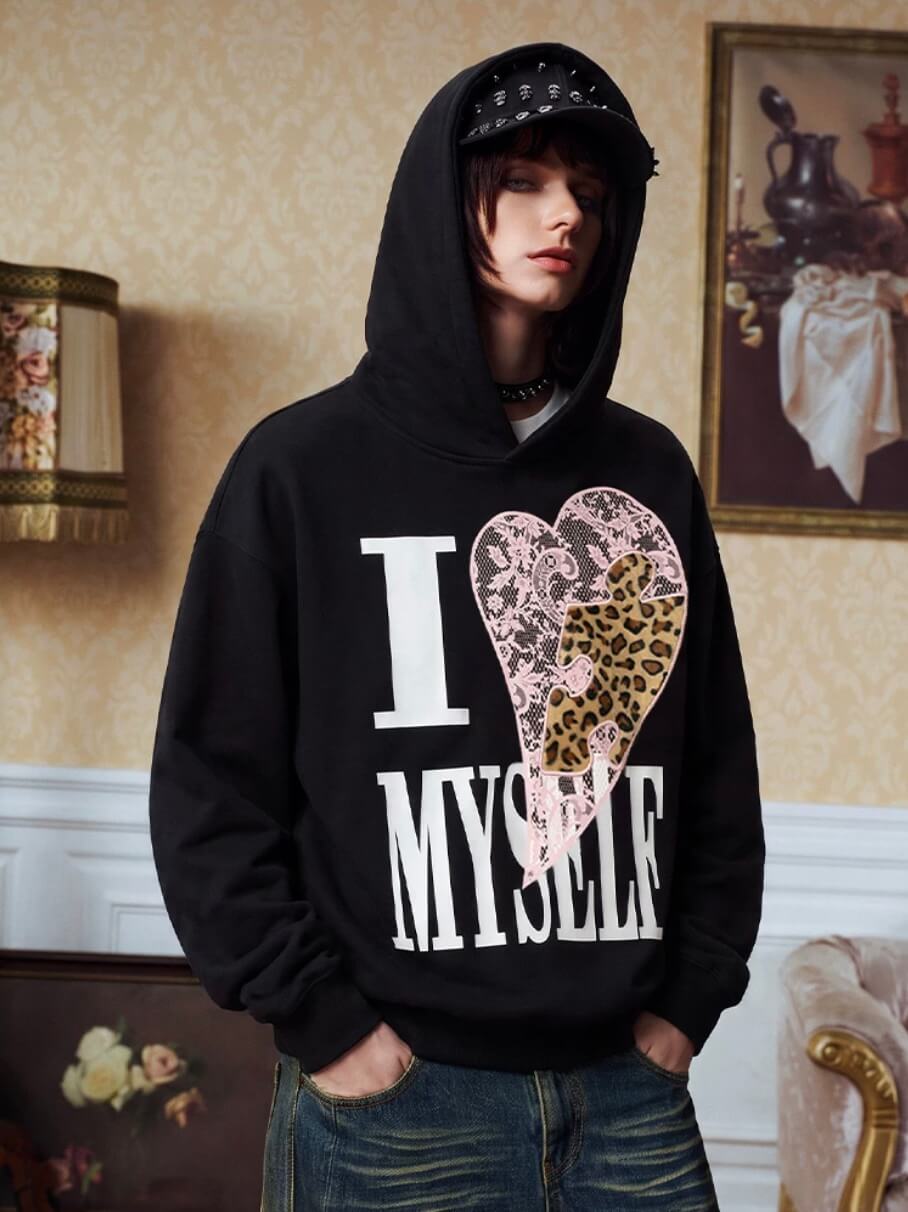 YADcrew Lace Leopard Heart Hoodie | Face 3 Face