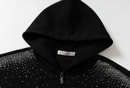 YADcrew All Over Gradient Rhinestone Zip Up Hoodie | Face 3 Face
