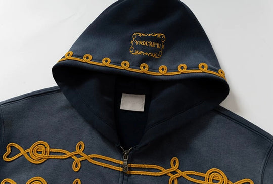 YADcrew Napoleon Rope Stitch Washed Zip Up Hoodie | Face 3 Face