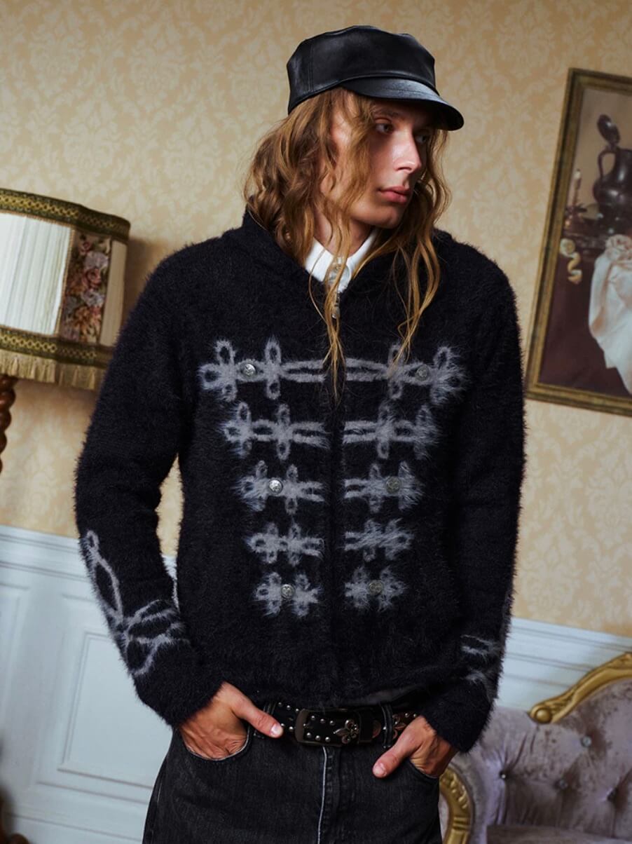 YADcrew Napoleon Mohair Zip Up Hoodie | Face 3 Face