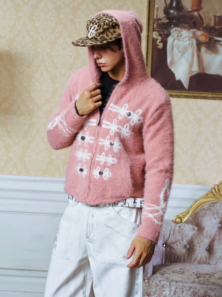 YADcrew Napoleon Mohair Zip Up Hoodie | Face 3 Face