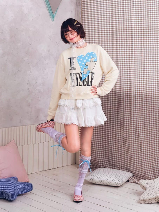 YADcrew Heart Star Puzzle Print Sweatshirt | Face 3 Face