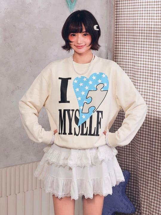 YADcrew Heart Star Puzzle Print Sweatshirt | Face 3 Face