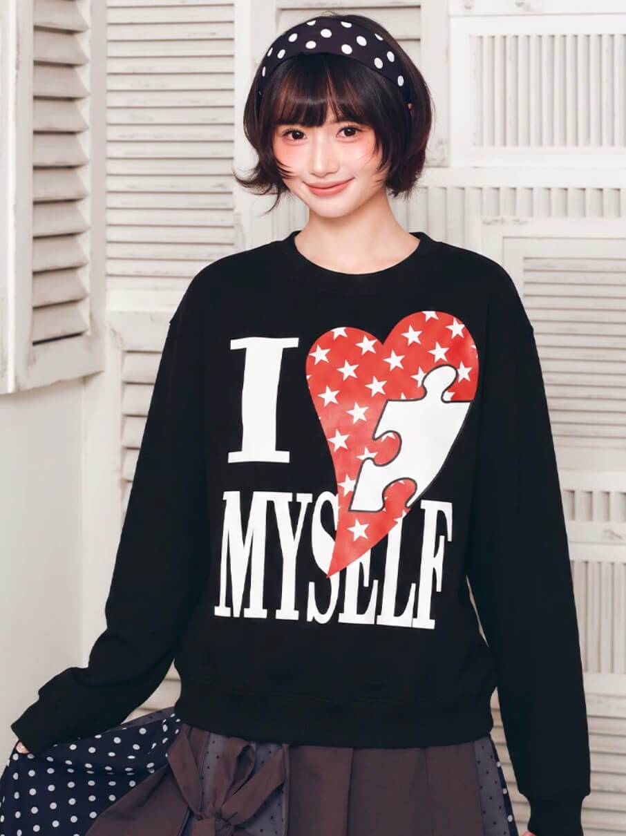 YADcrew Heart Star Puzzle Print Sweatshirt | Face 3 Face