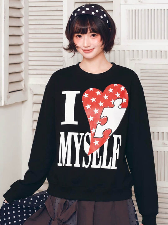 YADcrew Heart Star Puzzle Print Sweatshirt | Face 3 Face
