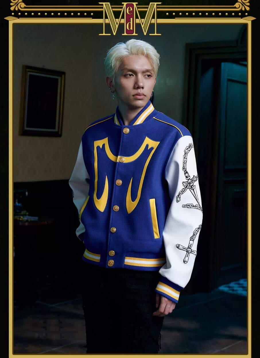 MEDM × HUNTER×HUNTER Kurapika PU Leather Varsity Jacket