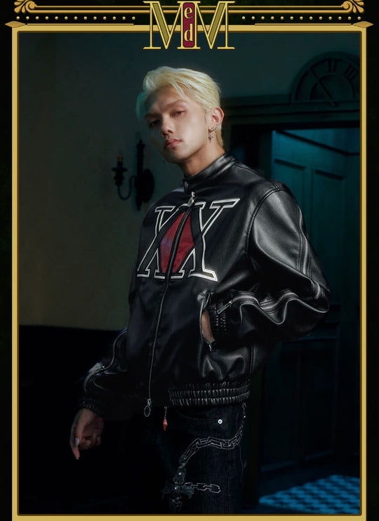 MEDM × HUNTER×HUNTER Hunter Association Logo PU Leather Jacket