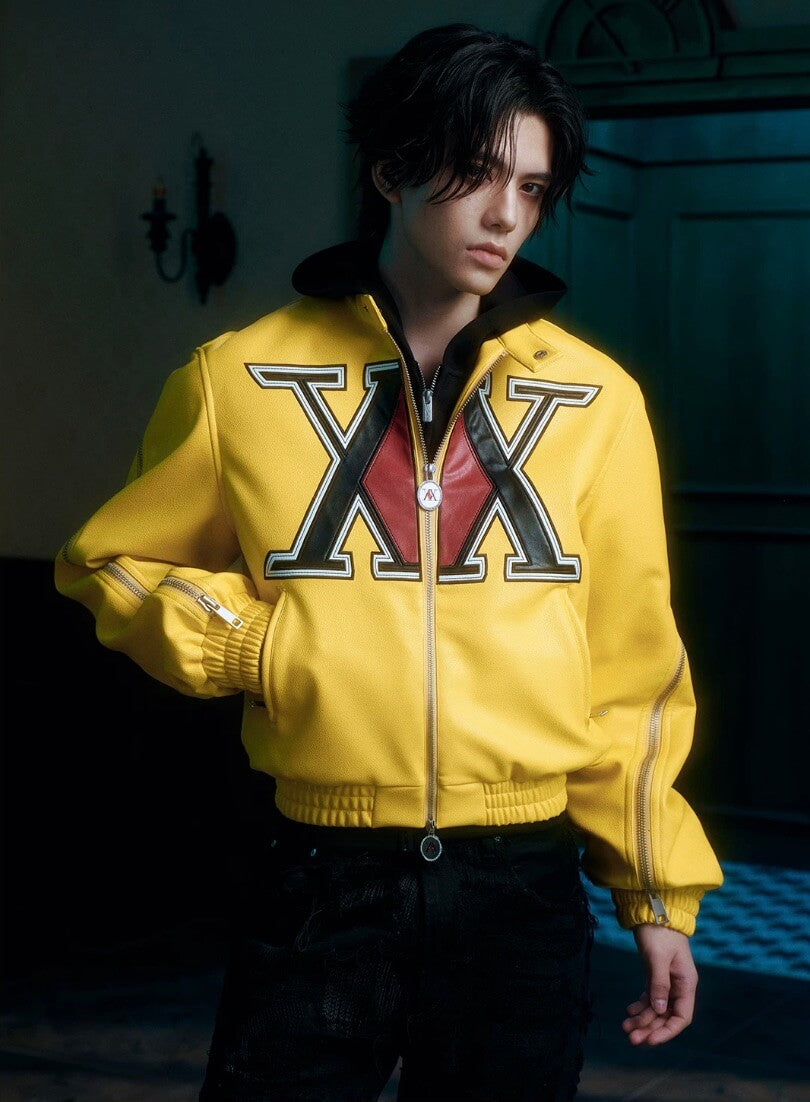 MEDM × HUNTER×HUNTER Hunter Association Logo PU Leather Jacket