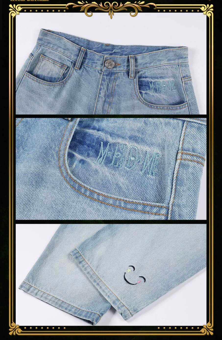 MEDM × HUNTER×HUNTER Hisoka Star and Teardrop Patch Washed Jeans