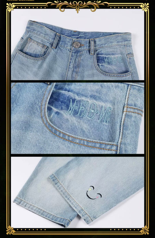 MEDM × HUNTER×HUNTER Hisoka Star and Teardrop Patch Washed Jeans