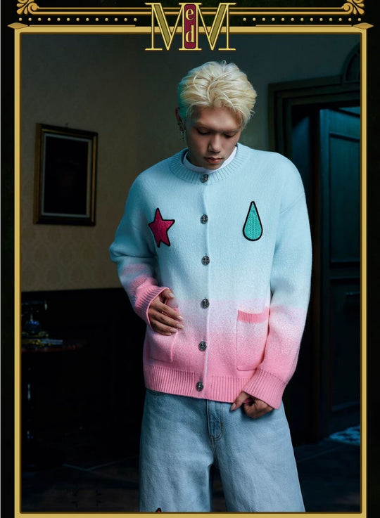 MEDM × HUNTER×HUNTER Hisoka Star and Teardrop Patch Gradient Cardigan | Face 3 Face