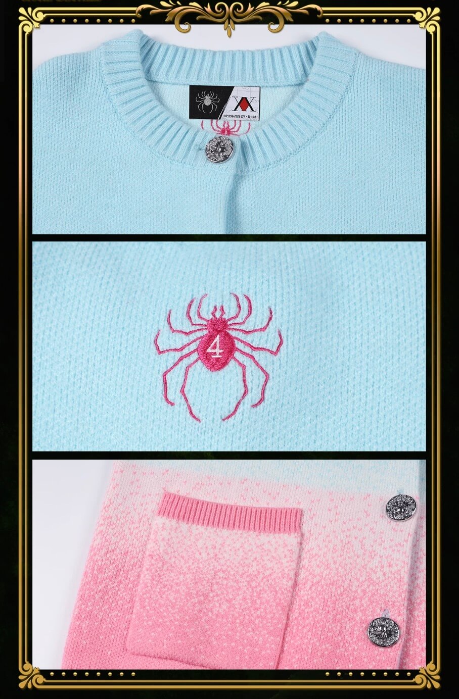 MEDM × HUNTER×HUNTER Hisoka Star and Teardrop Patch Gradient Cardigan | Face 3 Face
