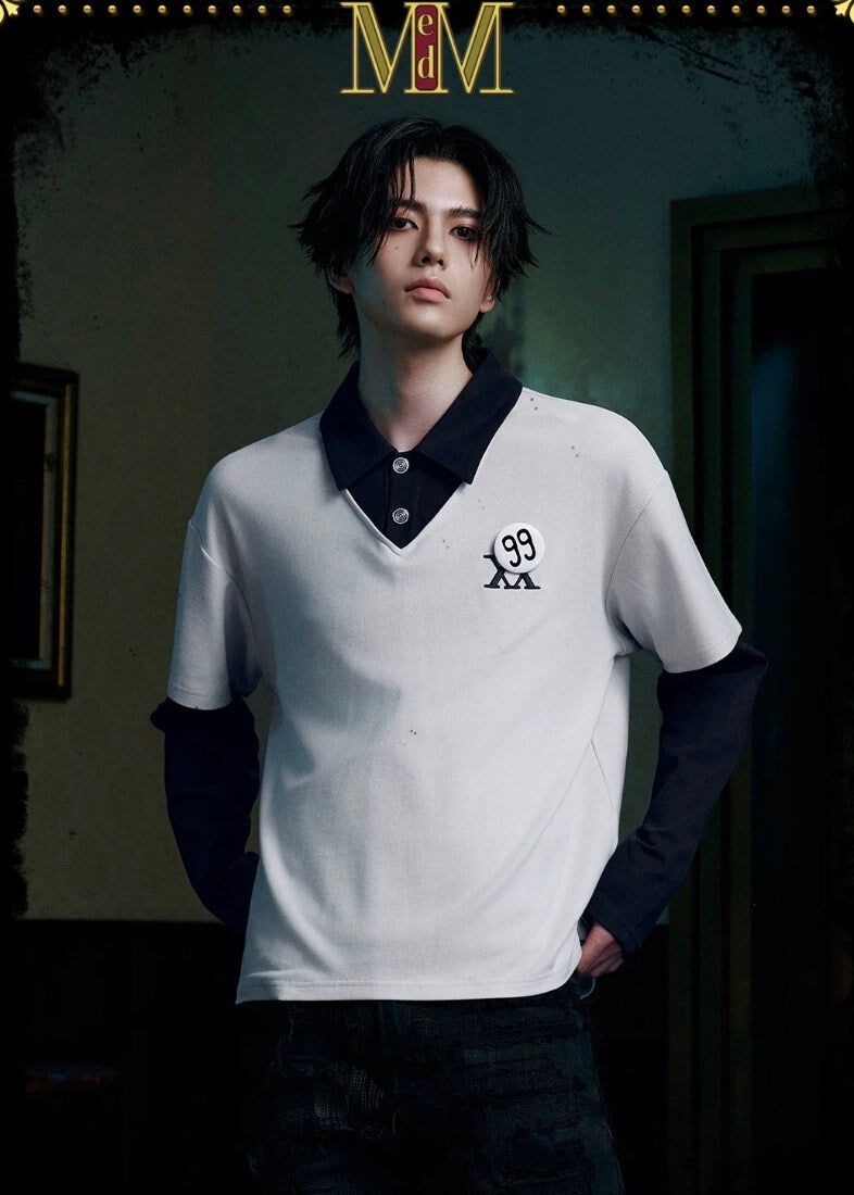 MEDM × HUNTER×HUNTER Killua Layered Long Sleeve Polo Shirt | Face 3 Face