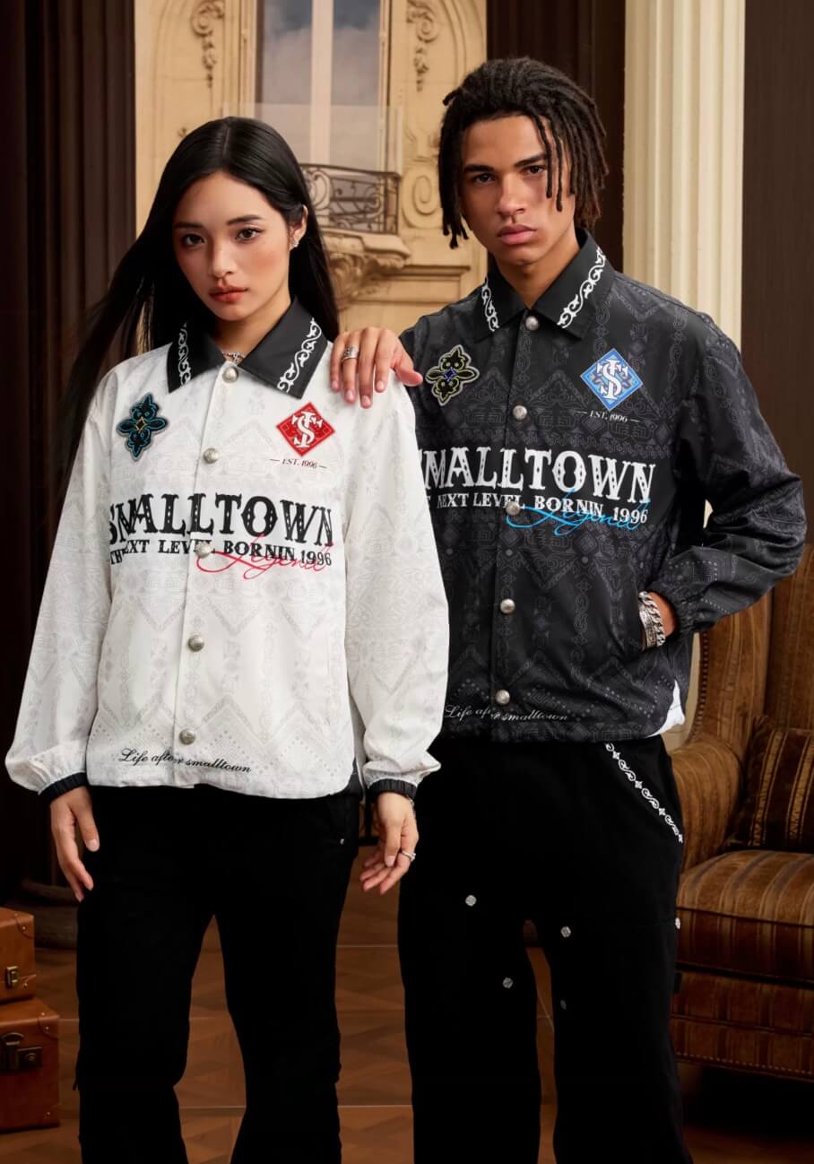 Small Town Kid All Over Ethnic Pattern Coach Jacket | Face 3 Face
