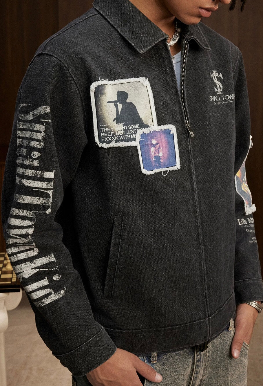Small Town Kid Music Patch Washed Canvas Work Jacket | Face 3 Face
