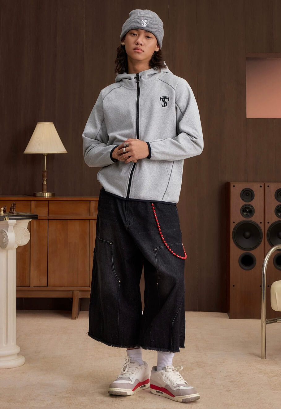 Small Town Kid Reflective Accent Line Zip Up Hoodie | Face 3 Face