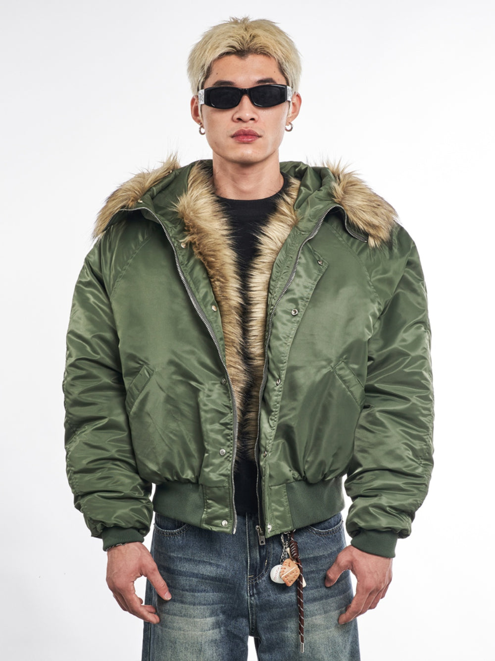 F3F Select Faux Fur Hooded MA-1 Bomber Jacket | Face 3 Face