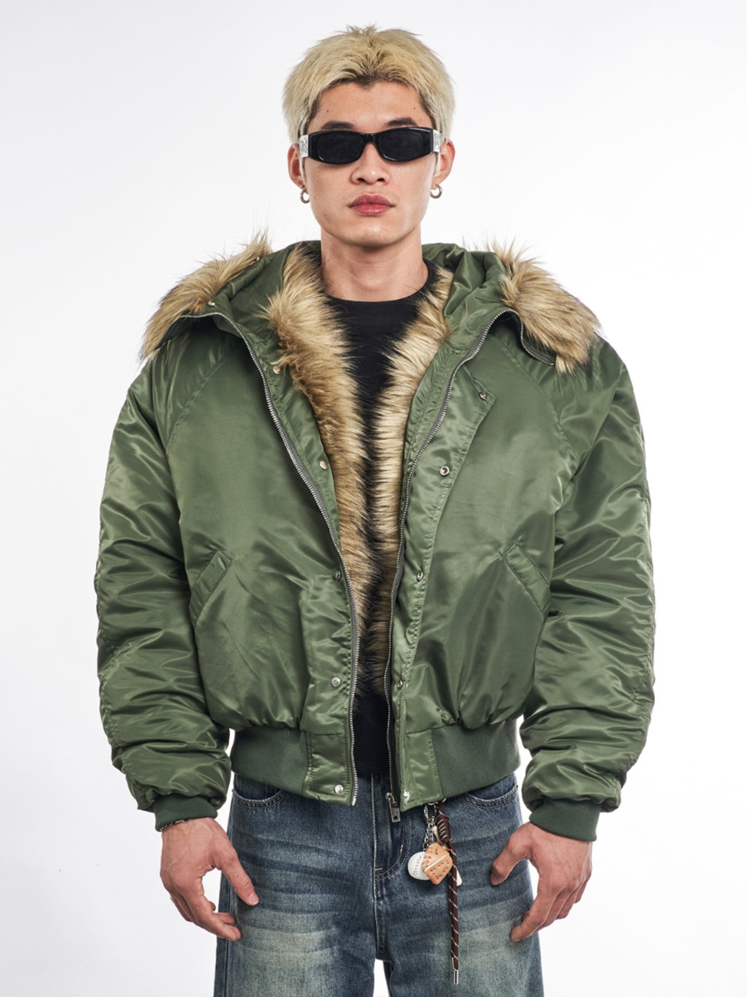 F3F Select Faux Fur Hooded MA-1 Bomber Jacket | Face 3 Face
