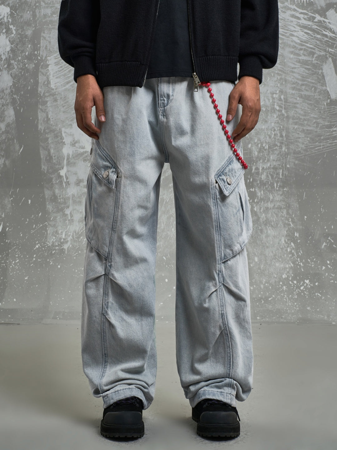 F3F Select 3D Pockets Washed Baggy Paratrooper Work Jeans | Face 3 Face