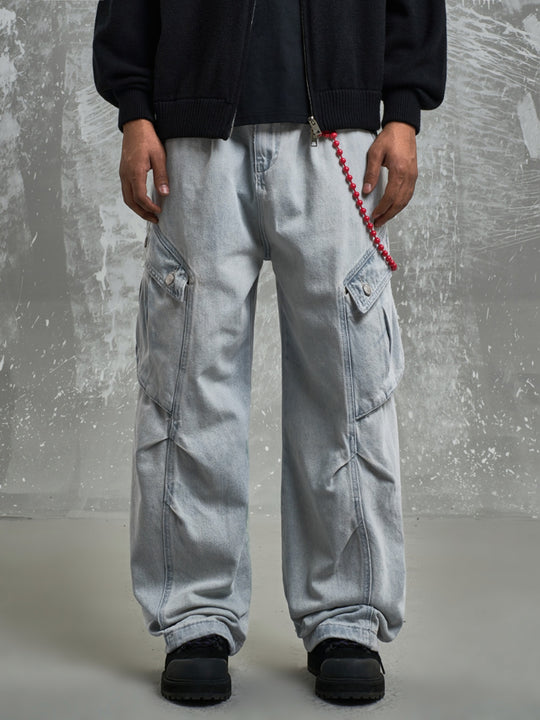 F3F Select 3D Pockets Washed Baggy Paratrooper Work Jeans | Face 3 Face