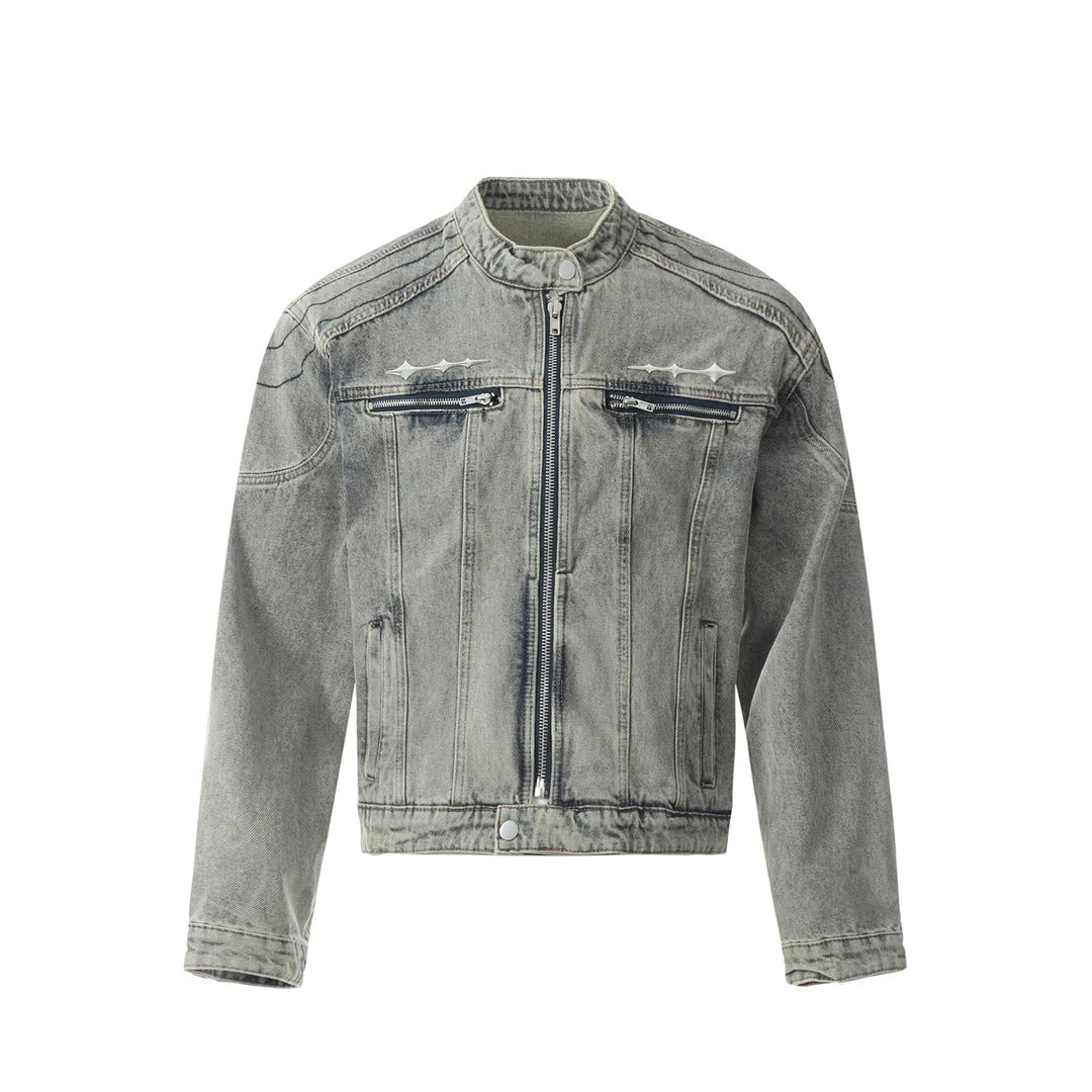 F3F Select Metal Decoration Washed Denim Jacket | Face 3 Face