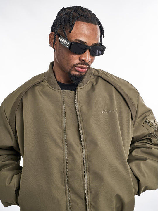 F3F Select Rib Knit Design MA-1 Bomber Flight Jacket | Face 3 Face