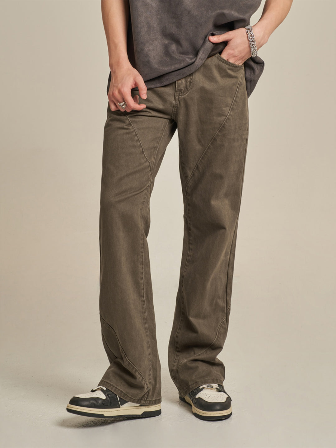 F3F Select Minimalist Silhouette Drape Stitch Pants