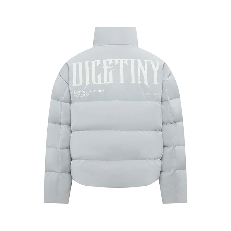 DICETINY Printed Logo Matte PU Leather Down Jacket | Face 3 Face