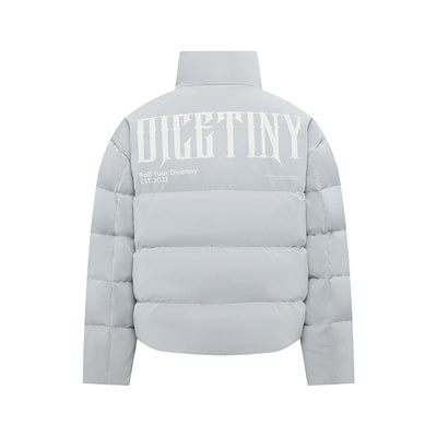 DICETINY Printed Logo Matte PU Leather Down Jacket | Face 3 Face