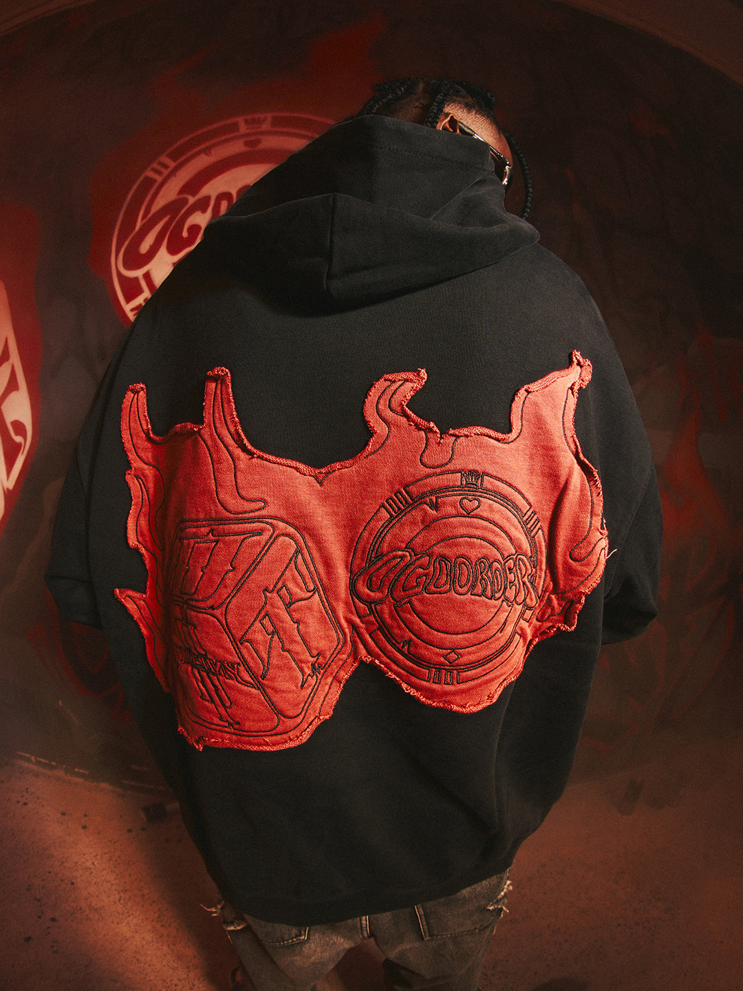 DICETINY x OLD ORDER Flame Dice Patch Hoodie | Face 3 Face