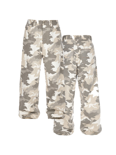 STEEPC Gray & White Camouflage Print Baggy Pants | Face 3 Face