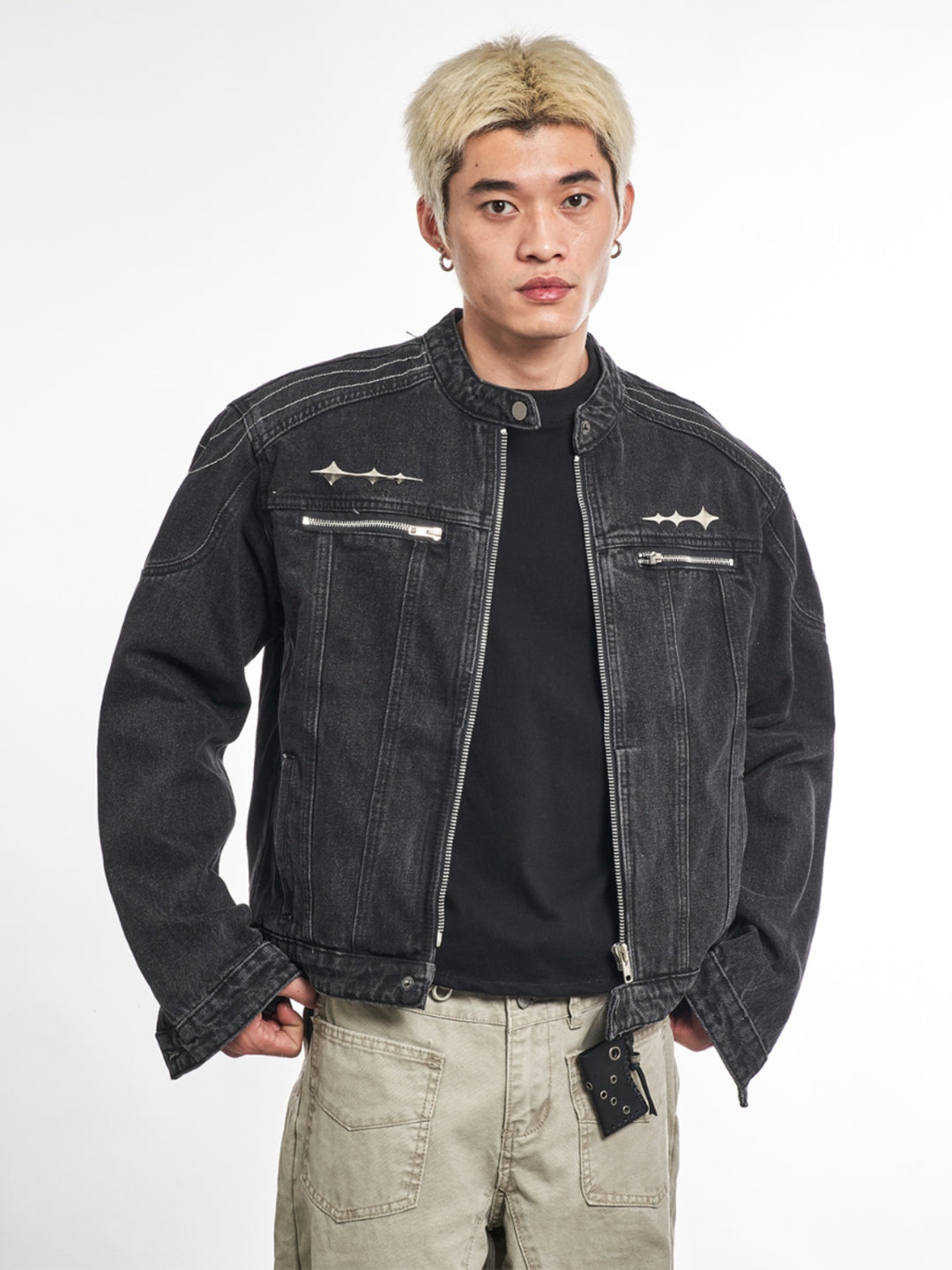 F3F Select Metal Decoration Washed Denim Jacket | Face 3 Face