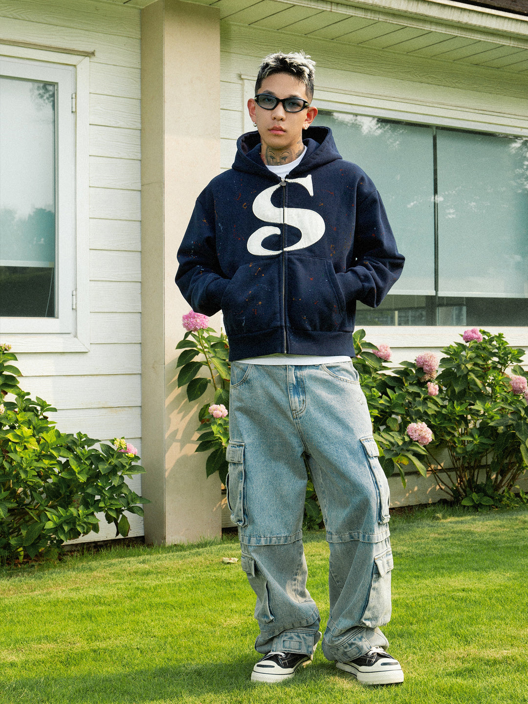 S45 Large S Logo Ink Splash Zip Up Hoodie | Face 3 Face