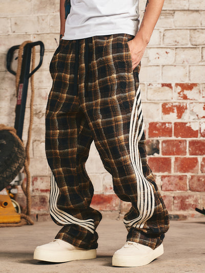 S45 Bar Stripes Plaid Baggy Pants | Face 3 Face