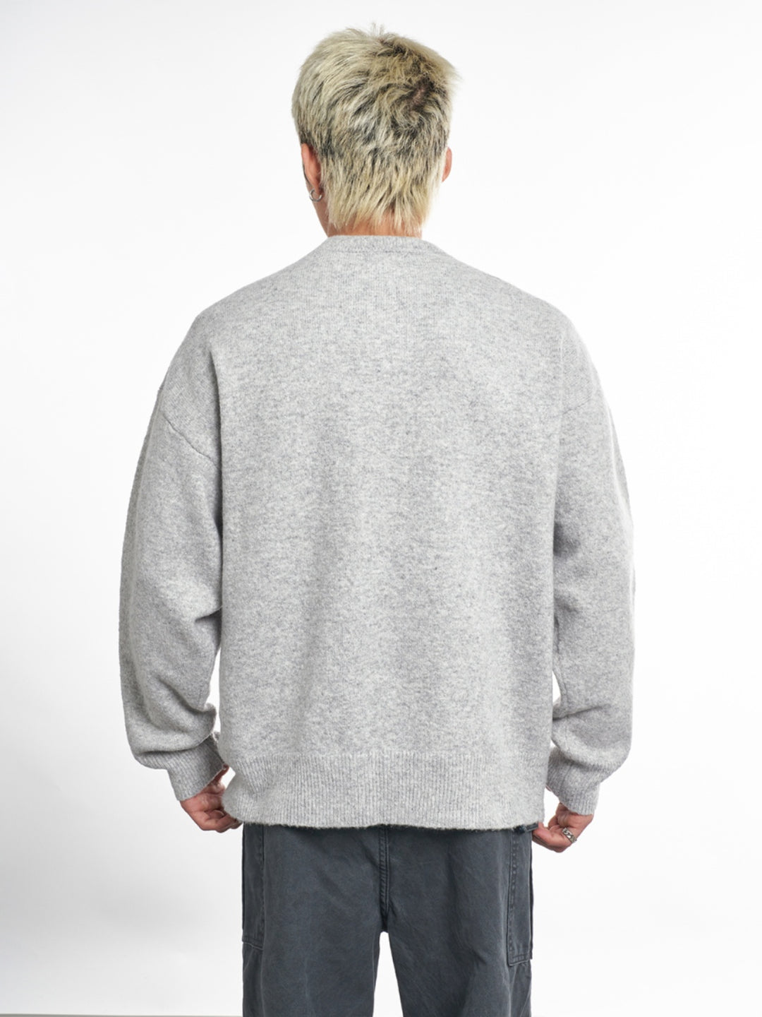 F3F Select Relaxed Fit Henley Neck Knit Sweater | Face 3 Face