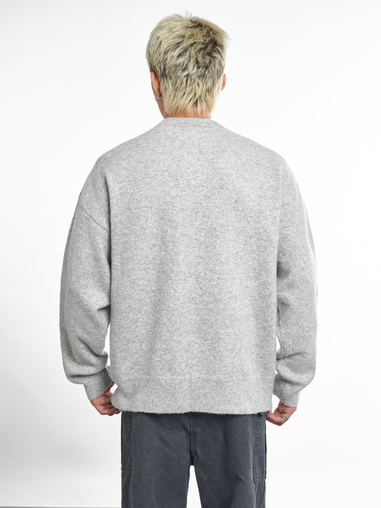 F3F Select Relaxed Fit Henley Neck Knit Sweater | Face 3 Face