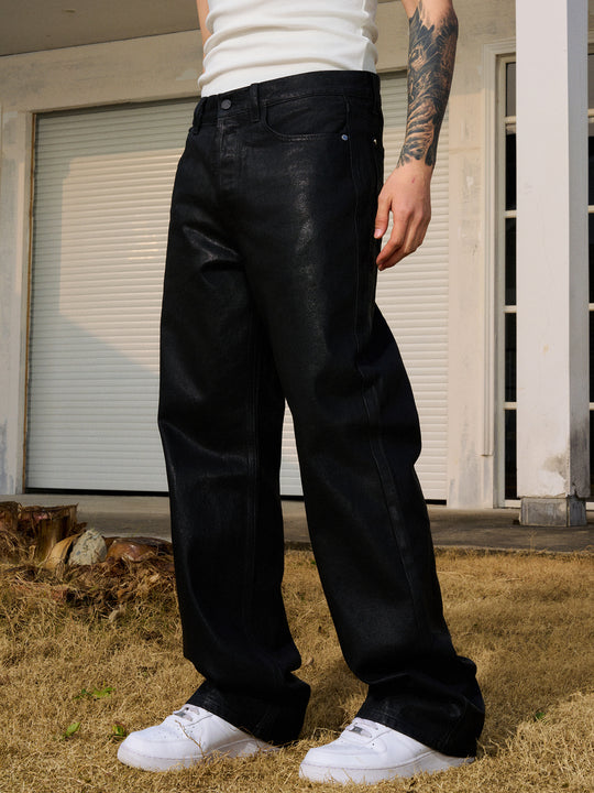 AFGK Brushed Wax Slim Straight Pants