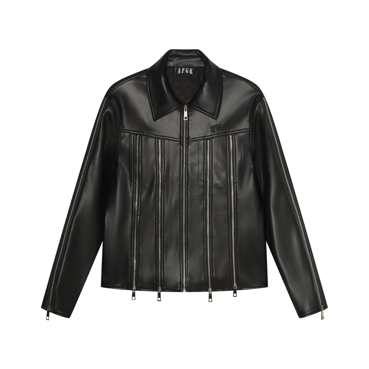 AFGK Zipper Stitching Biker Racing Leather Jacket | Face 3 Face