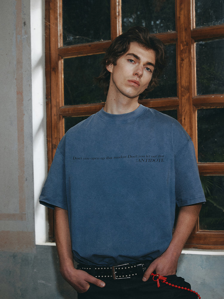 ANTIDOTE Slogan Washed Letter Print Tee