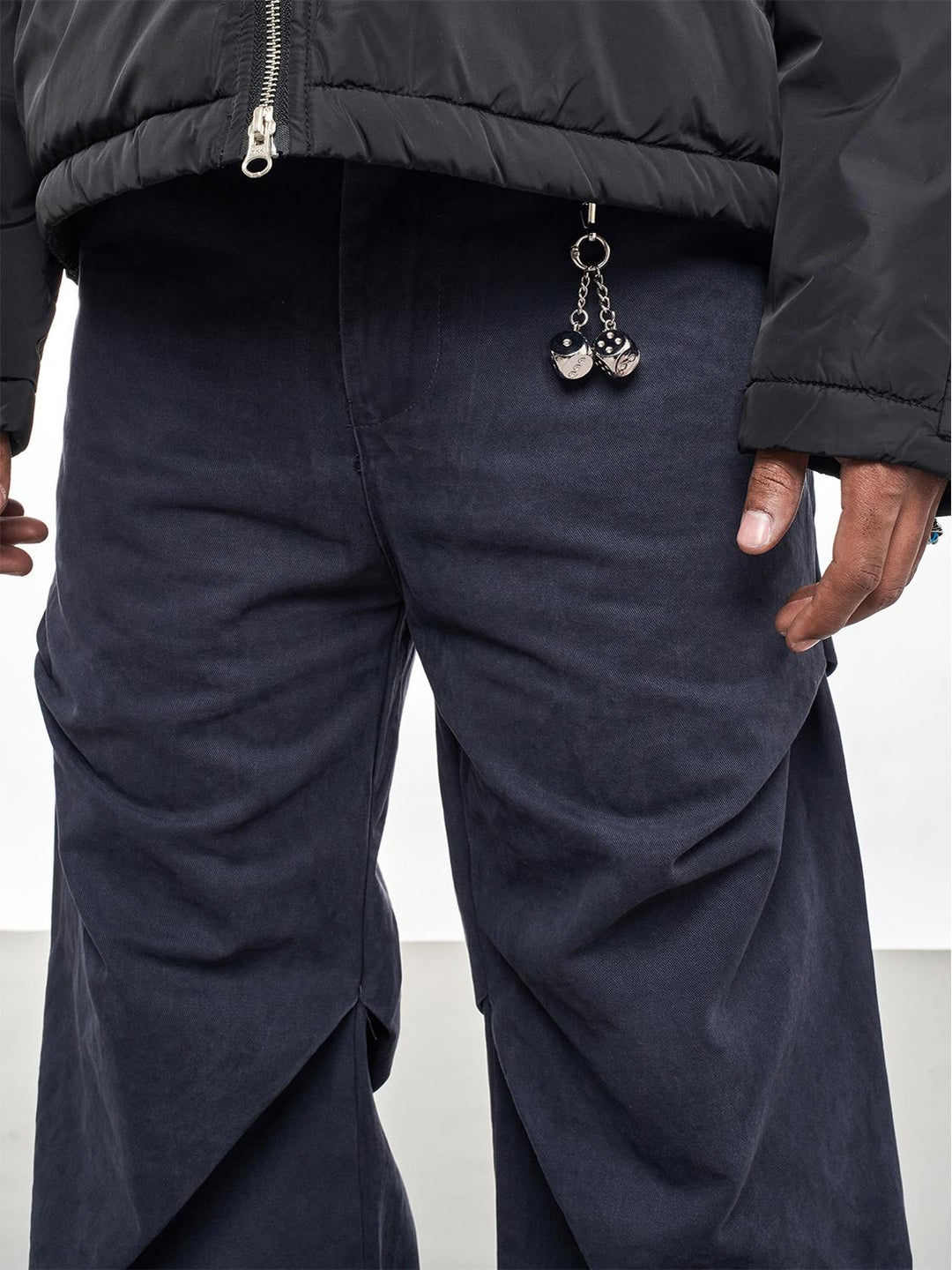 F3F Select Navy Blue Pleated Casual Pants | Face 3 Face