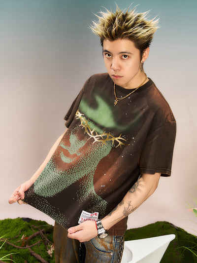 YADcrew “Northern Lights” Digital Printed Washed Spray Tee | Face 3 Face