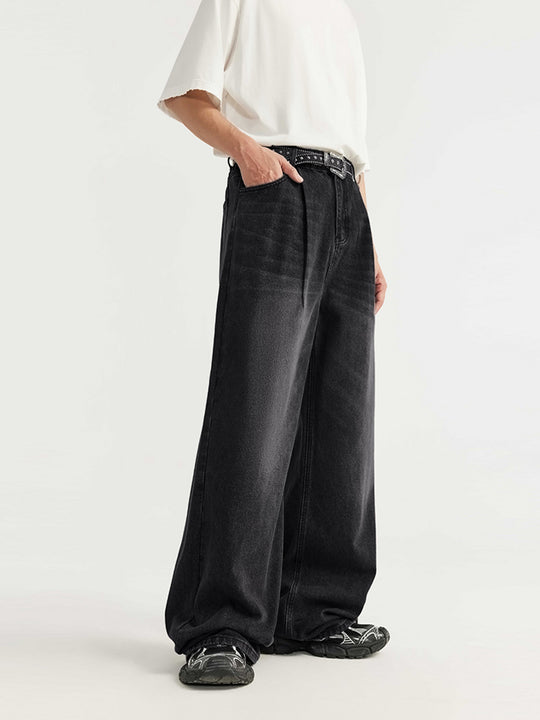 F3F Select Washed Wide Leg Tuck Jeans