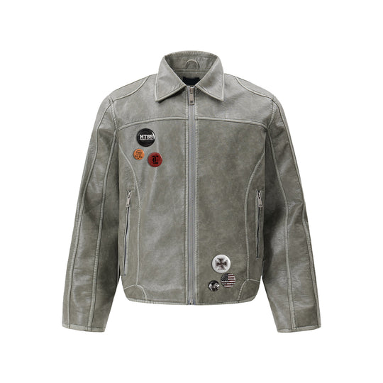 F3F Select Washed Leather Motorcycle Jacket | Face 3 Face