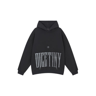 DICETINY Distressed Logo Printed Hoodie | Face 3 Face