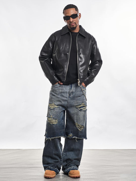 F3F Select Double Layer Ripped Baggy Jeans | Face 3 Face