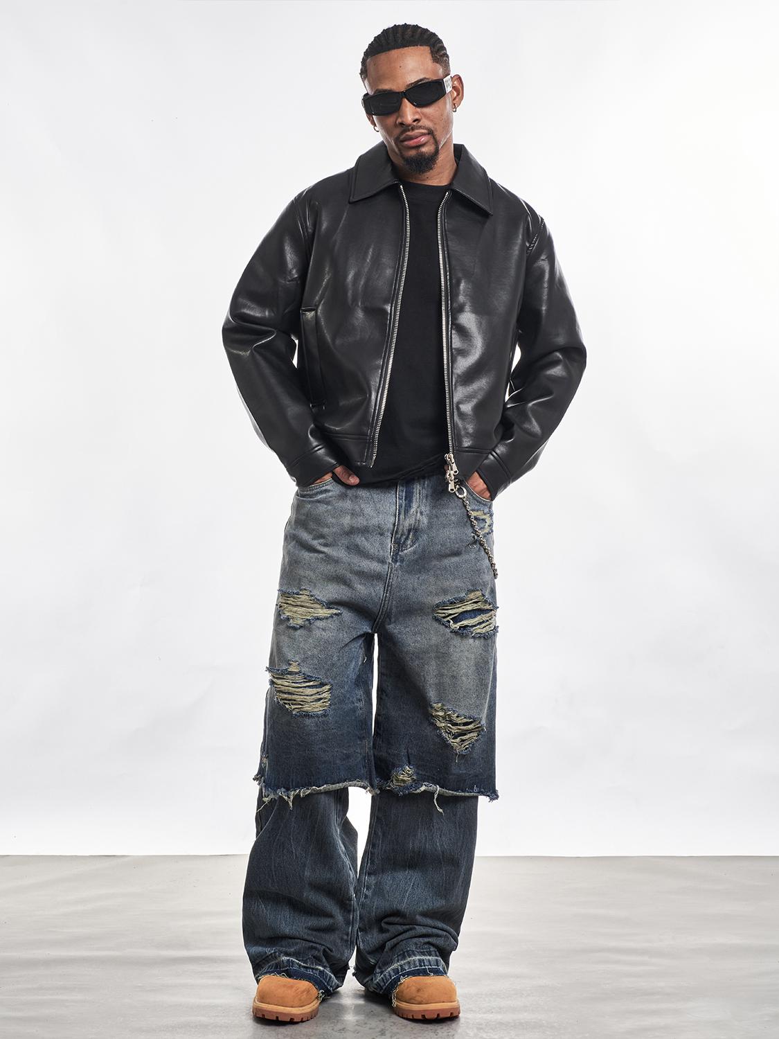 F3F Select Double Layer Ripped Baggy Jeans | Face 3 Face